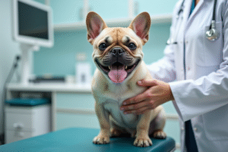 Bouledogue français heureux chez le vétérinaire