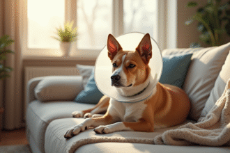 Chien reposant paisiblement sur un canapé dans un salon ensoleille