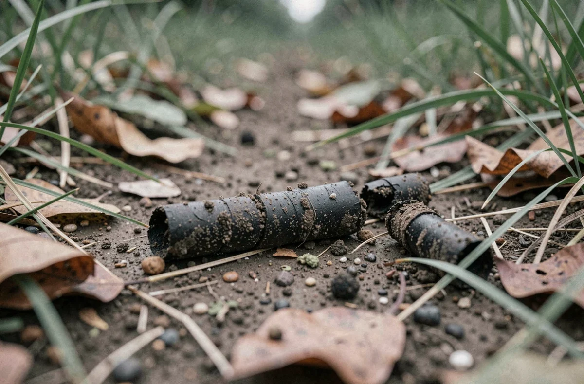 Crottes de renard sur un sentier de randonnée, risque sanitaire lié aux œufs d'Echinococcus multilocularis