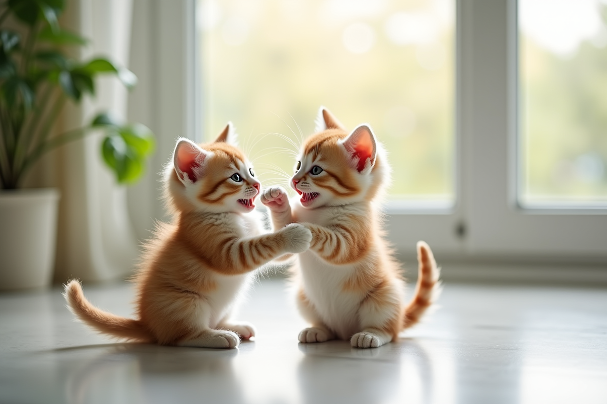 Deux chatons joueurs près d