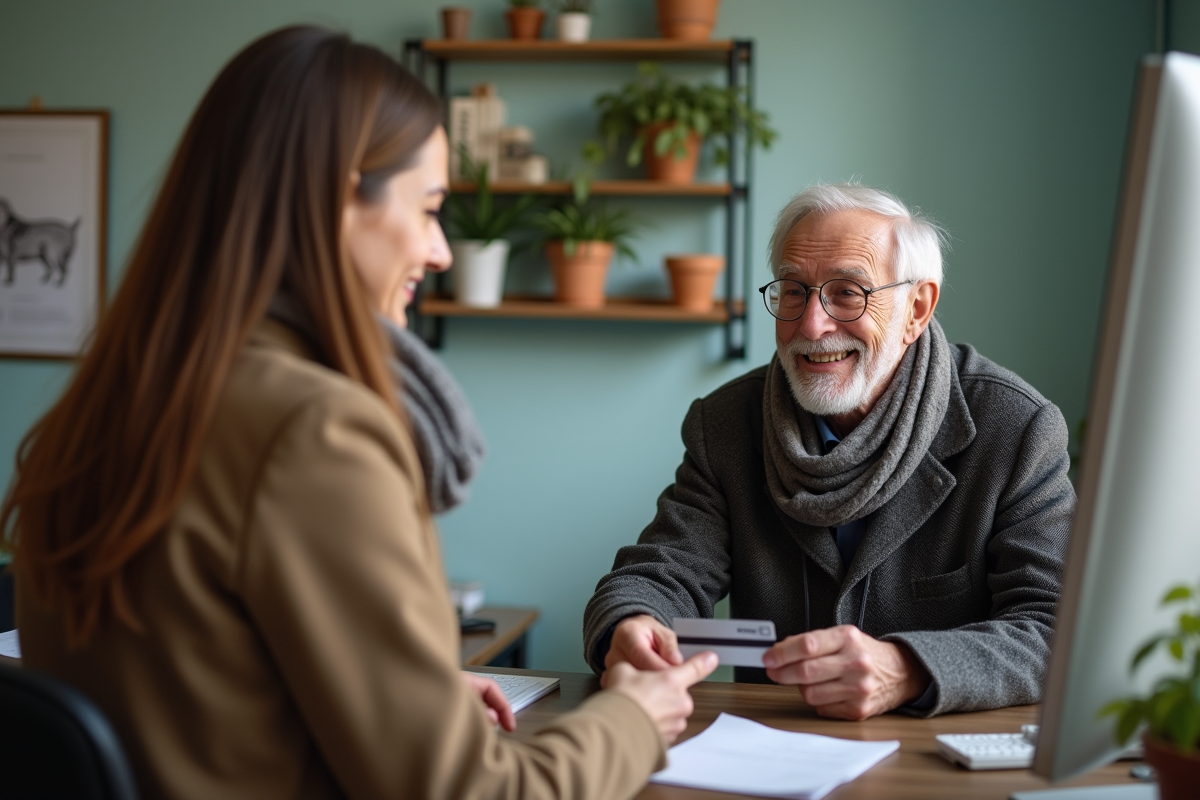 Homme âgé payant à la réception d