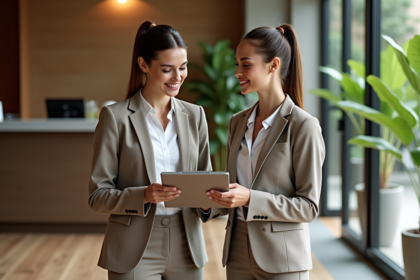 Inspectrice spa professionnelle avec gestionnaire dans un spa