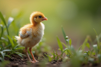 Jeune poussin de perdrix dans l'herbe naturelle