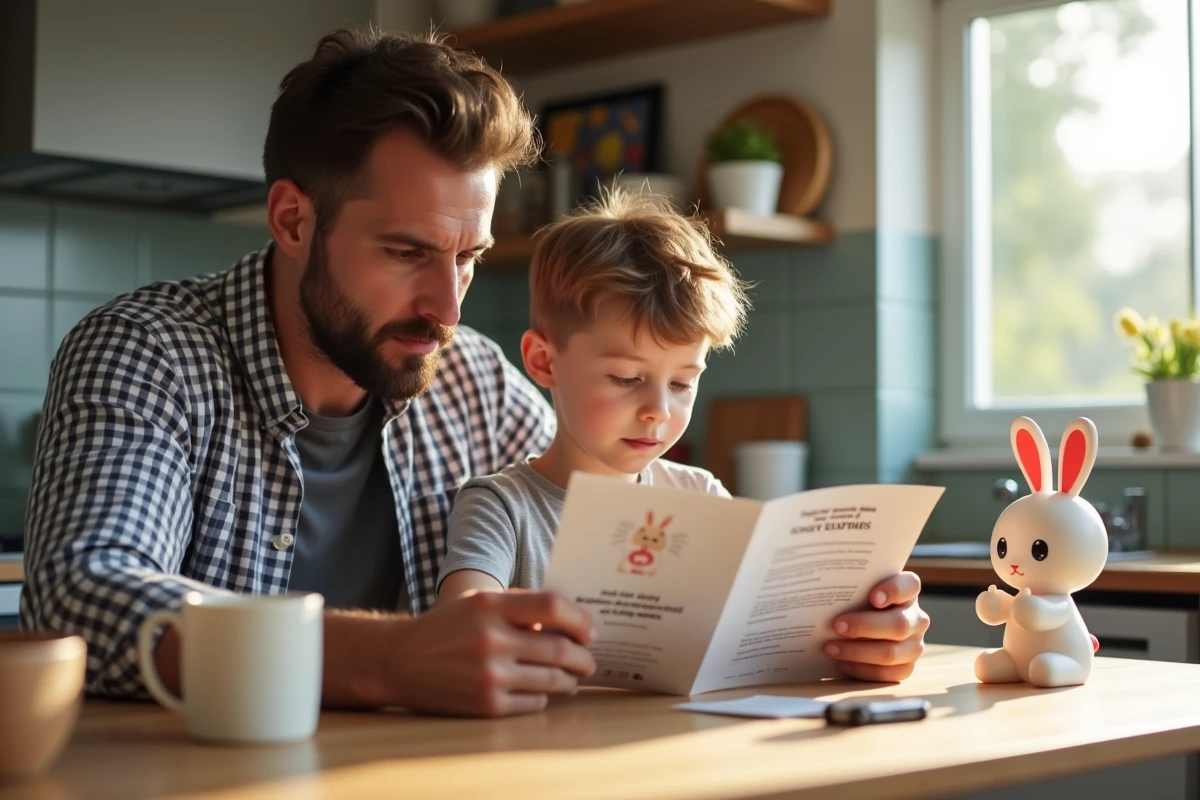 Père et fils lisant un mode d