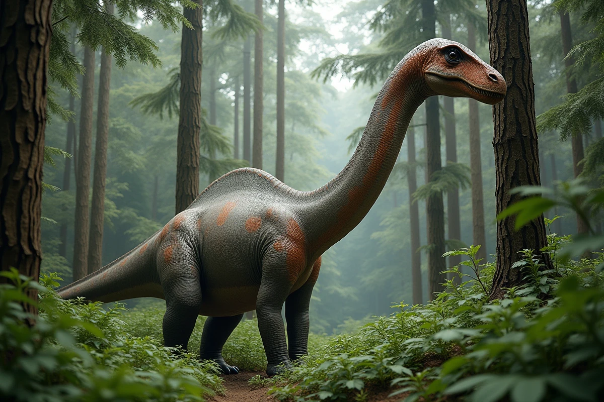 Patagotitan mayorum, le géant sauropode le mieux documenté, broutant dans une forêt crétacée