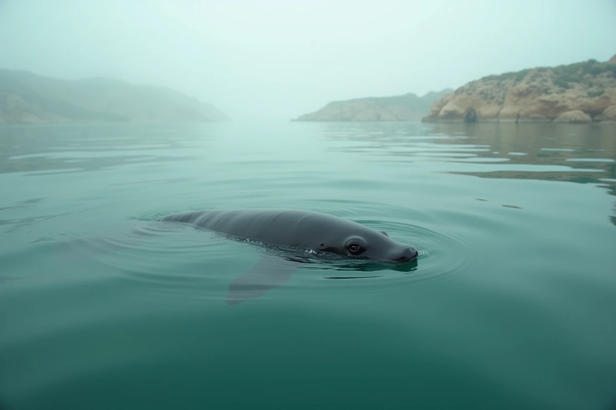 Un vaquita marina, le cétacé le plus rare au monde, faisant surface dans les eaux du golfe de Californie au Mexique